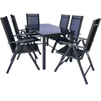 VCM 7-delige set tuinmeubelen aluminium glas tuinset zitgroep eetgroep tafel stoelen 140 SW 7-delige set tuinmeubelen aluminium glas tuinset zitgroep eetgroep tafel stoelen 140 SW