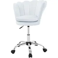 ML-Design Bureaustoel met wielen en rugleuning schelpdesign 55x60 cm lichtblauw fluweel metalen frame ML design