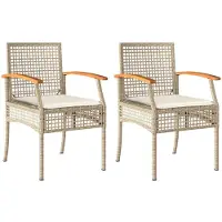 vidaXL Tuinstoelen 2 st met kussens poly rattan en acaciahout beige