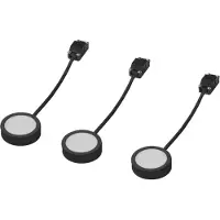 Ledvance compacte spotlampen voor onderkastverlichting, zwart, 3-delig, elk met een diameter van 65 mm, modern en slank design, 3x3W, 3000K (warm wit)