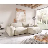DELIFE Hoekbank Lanzo XL 270x180 cm Snoer Beige Recamiere variabel