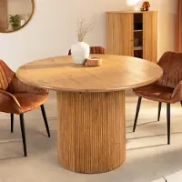 Riess Ronde eettafel TRES CHIC 120cm bruin mangohout massief hout met opbergruimte - 45994