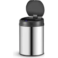 Juskys Automatische Prullenbak / Afvalemmer / Sensorprullenbak - 30 Liter - Zilver - Rond