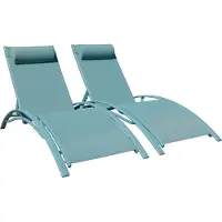 Happy Garden Set van 2 GALAPAGOS ligstoelen in lichtblauw textilene - lichtblauw aluminium