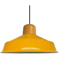 Bamyum Asletl-H Hanglamp Eettafel Hout Ø41 cm, Industriële Vintage Hanglamp, Geel Metalen Pendelarmatuur