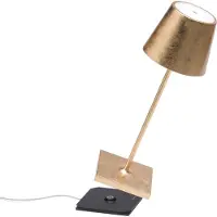 Zafferano Poldina mini accu-tafellamp binnenkant goud mini, dimbaar, messing / goud, Woon-/ Eetkamer, Aluminium, Modern