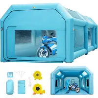 Vevor Opblaasbare Spuitcabine 6x3x2,5m Werktent Blauw Lakcabine van 210D Oxford-stof en PVC met Inflatieventilator en Ventilatieventilator voor het Schilderen van Auto's