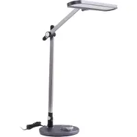 LINDBY LED-bureaulamp Elvir, dimbaar, alu / grijs / zink, Woon-/ Eetkamer, Aluminium, Modern, LED bureaulamp