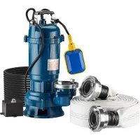 Wiltec vuilwaterpomp, 1500W, 22800 liter per uur, met drijvend schakelaartje, maximale opvoerhoogte 10 meter, met 20 meter slang