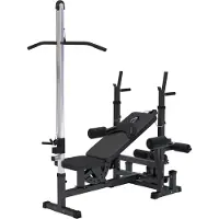Gorilla Sports Universele Halterbank zwart Met Lat Pulley