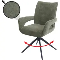 MCW Eetkamerstoel -O78, keukenstoel, draaibaar met automatische terugkeer, stof/textiel chenille (310 g/m²) Öko-Tex ~ groen