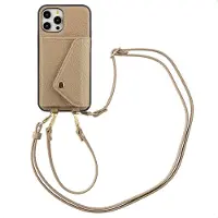 Selencia Sera Telefoonhoes met Koord en Envelop Pashouder voor de Apple iPhone 12 (Pro) - Taupe