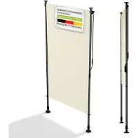 Juskys Verticaal Balkonscherm 100x310 cm Grijs – Waterafstotende en in hoogte verstelbare zon- en privacybescherming