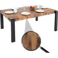Mendler Eettafel -L53, keukentafel eetkamertafel, industrieel metaal 140x80cm ~ donker wild eiken