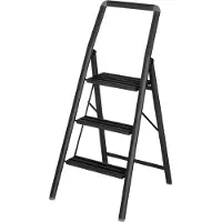 Wenko Huishoudtrap ZWART inklapbaar Alu Compact 3 tredes