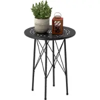 Outsunny Patio Bijzettafel Staal Ø40 x 50H cm Zwart