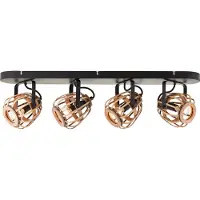 Brilliant Rotan plafondlamp Nikka 4-lichts zwart