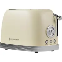 Kitchenbrothers Retro Broodrooster - Toaster - 6 Warmteniveaus - 2 Extra Brede Sleuven - 815W - Beige