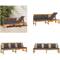 vidaXL Dagbed met grijs kussen 200x60x75 cm massief acaciahout - Dagbed - Dagbedden - Tuinbed - Bed