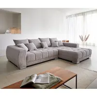 DELIFE Hoekbank Josea 300x220 cm Cord zilvergrijs ottomaan rechts