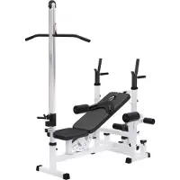 Gorilla Sports Universele Halterbank wit Met Lat Pulley