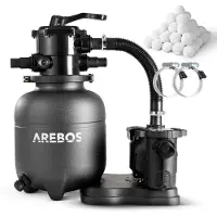 Arebos zandfilterinstallatie, 350W, 9500 liter per uur, 7-weg ventiel voor zand en filterballen