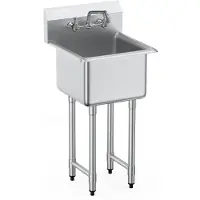 OEM RVS keukenspoelbak 457 x 381 x 1041 mm, RVS spoelbak met kraan 104 kg draagvermogen, RVS spoelbak Keukenspoelbak Vrijstaande spoelbak
