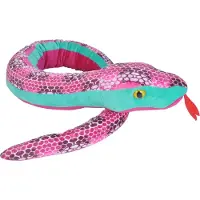 Wild republic Knuffel Slang Junior 137 Cm Pluche Roze/groen