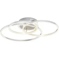 LINDBY Slimme plafondlamp Tula, dimbaar, alu / grijs / zink, Woon-/ Eetkamer, Aluminium, Modern, Slimme plafondlamp
