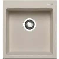 Pyramis Spoel ISTROS 46x50 in DONKERBEIGE met excenterbediening / Granieten spoel / Stenen spoel / Uitsparing 440 x 480 mm