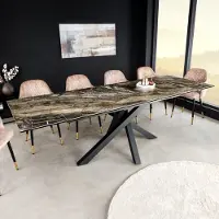 Riess Uitschuifbare eettafel MARVELOUS 180-220-260cm taupe marmeren keramiek gemaakt in Italie - 43843