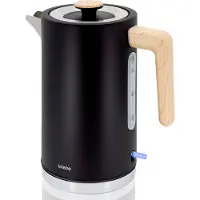 Briebe KT1165BLK, 1,7 liter, 2200 watt, zwart, roestvrij staal, waterniveau-indicator, oververwarmingsbeveiliging