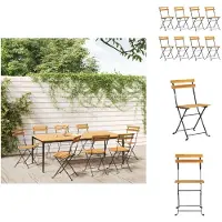 vidaXL Opklapbare tuinstoelen, 8 stuks, staal en massief acaciahout - Tuinstoelen