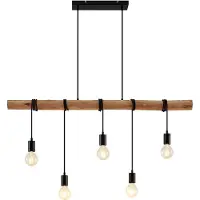 LINDBY Hanglamp Rom, dimbaar, hout licht, Woon-/ Eetkamer, Hout, Modern, hanglamp