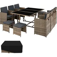 TecTake - Zitgroep Malaga - Wicker Tuinset - Inclusief beschermhoes - natuur - 403731
