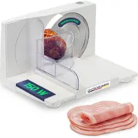 Sommertal Multifunctionele Snijmachine AS170 – 150W, RVS Mes met Gegolfde Snede, Elektrische Snijmachine, Inklapbaar, Compact, Broodsnijmachine, Dikte Verstelbaar (0-15mm)