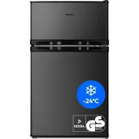 Medion mini-koelvriescombinatie (85 liter, 61 liter koelruimte, 24 liter vriesruimte, vrijstaand, 40 dB, transparante groentelade, deurscharnieren kunnen worden verwisseld, MD 37689) grijs