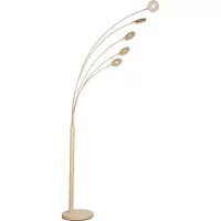 Fischer Leuchten LED-vloerlamp Dent, dimbaar, crème / amber, Woon-/ Eetkamer, metaal, Modern, LED vloerlamp
