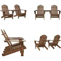 vidaXL Tuinstoelen Adirondack met tafeltje massief vurenhout bruin - Adirondack Stoel - Adirondack Stoelen - Tuin Eetstoel - Tuin Eetstoelen
