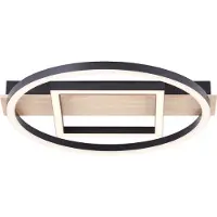Brilliant Plafondlamp Maureen Ø 37cm met vierkantje zwart met hout