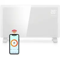 Gologi Elektrische Kachel - Verwarming elektrisch - Convectorkachel met thermostaat - Werkt via App en touch bediening - Tot 25m2 - 2000W Heater - Wit