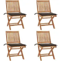 The Living Store : Opklapbare tuinstoelen met kussens, 4 stuks. Massief teakhout