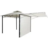 Mendler Pergola HWC-F94, tuinpaviljoen, stalen, verstelbare zijwand, 2,5x2,5m crème-beige