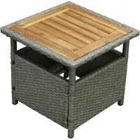 FRG Bijzettafel buiten - Aluminium Wicker Robinahout - Grijs 45 x 40 cm