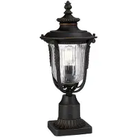 ELSTEAD Sokkellamp buiten Luverne, dimbaar, brons / oud-messing, Glas, Antiek, Sokkellamp