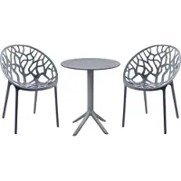 CLP Tuinmeubelset Hoscana - Ronde Eettafel Ø60 cm met 2 Stapelbare Stoelen - Polypropyleen - Weerbestendig & UV-bestendig - antraciet