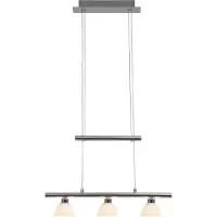 Brilliant LED hanglamp Tonja | tijdloze hanglamp | 3 lichtpunten | glas/metaal | chroom/wit | dimbaar | in hoogte verstelbaar