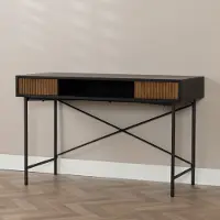 Bronx Bureau Maury zwart/rustiek eiken 120x55x77 cm