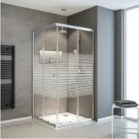 Schulte douche - hoekinstap met schuifdeuren - verstelbereik 73,5 tot max. 88,5 cm x 180 cm - zilverkleur - streepdecor - montage op douchebak of direct op de douchevloer
