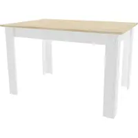 Leobert Eettafel NP 120x80 - SONOMA/WIT - Modern Design, Kleur: Eiken Sonoma Blad en Witte Poten, Geschikt voor Keuken, Eetkamer en Woonkamer, 120 x 80 cm